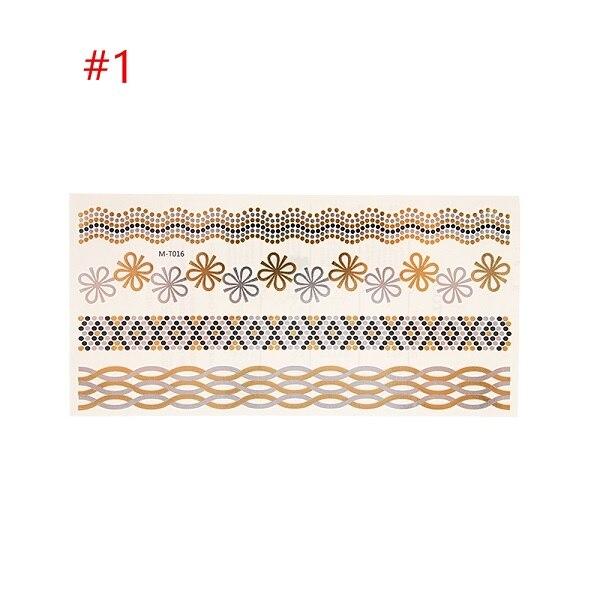 Gold Silver Color Temporary Leaf Flower Tattoos Removable Metallic Sex Products Jewelry Henna Tatouage Body Art Tatto Stickers