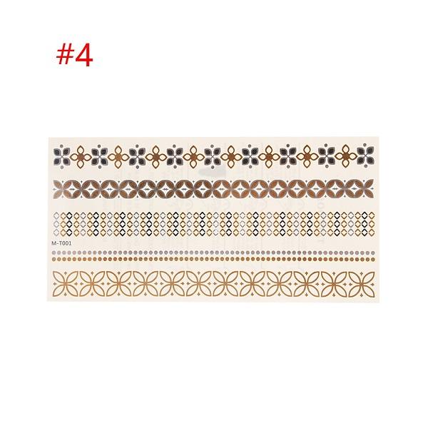 Gold Silver Color Temporary Leaf Flower Tattoos Removable Metallic Sex Products Jewelry Henna Tatouage Body Art Tatto Stickers