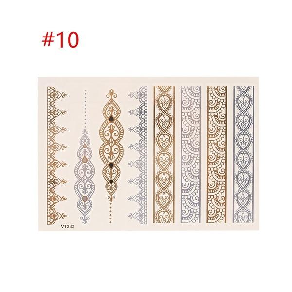 Gold Silver Color Temporary Leaf Flower Tattoos Removable Metallic Sex Products Jewelry Henna Tatouage Body Art Tatto Stickers