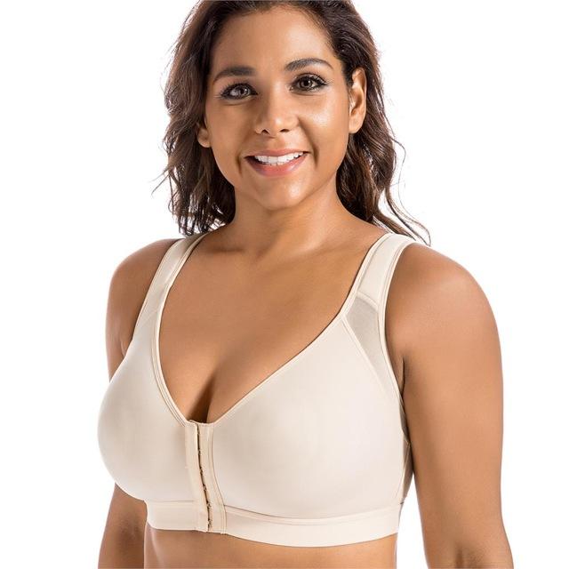 La Isla Women's Front Closure Back Support Wirefree Full Coverage Bra