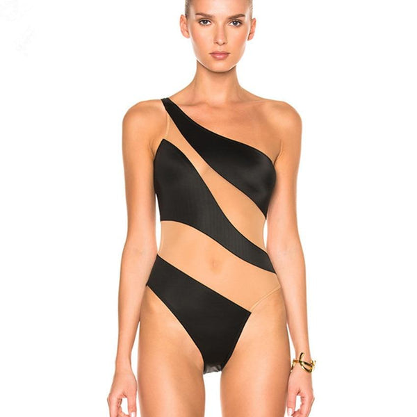 Off Shoulder Swimwear Sexy Women Swimsuit For Mesh One Piece Bathing Suit Beachwear 2018 Summer Bodysuit