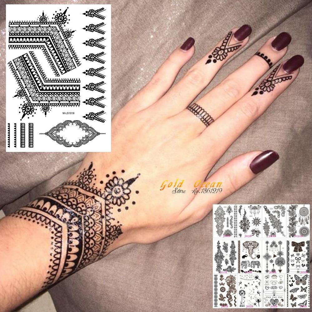 25 Styles Sexy Lace Black Henna Temporary Tattoo Sticker Women Hand Jewelry Tatoo Paste Waterproof Fake Body Art Tattoo Stickers