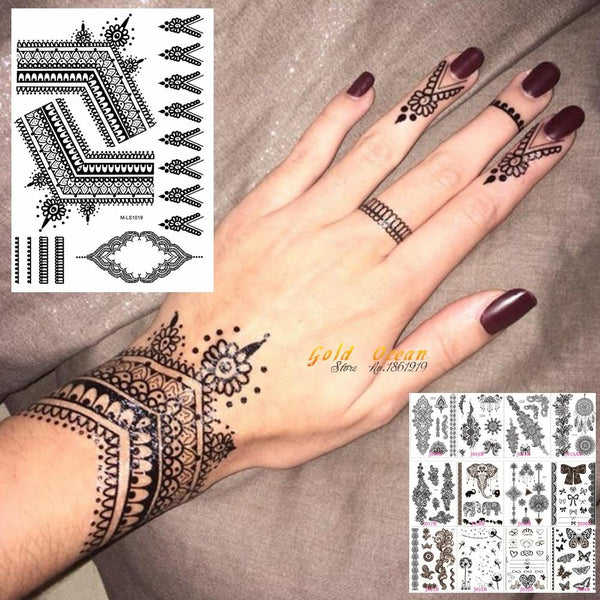 25 Styles Sexy Lace Black Henna Temporary Tattoo Sticker Women Hand Jewelry Tatoo Paste Waterproof Fake Body Art Tattoo Stickers