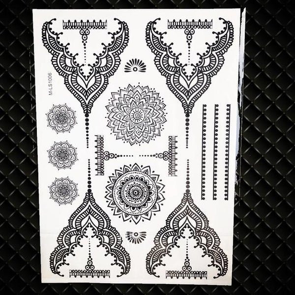 25 Styles Sexy Lace Black Henna Temporary Tattoo Sticker Women Hand Jewelry Tatoo Paste Waterproof Fake Body Art Tattoo Stickers