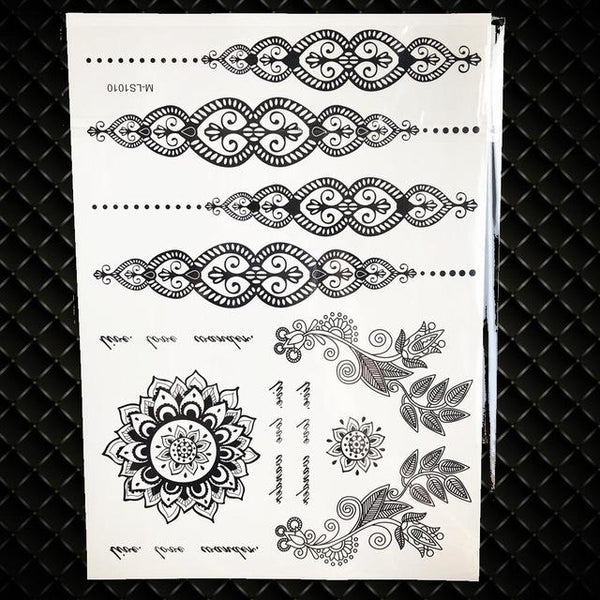 25 Styles Sexy Lace Black Henna Temporary Tattoo Sticker Women Hand Jewelry Tatoo Paste Waterproof Fake Body Art Tattoo Stickers