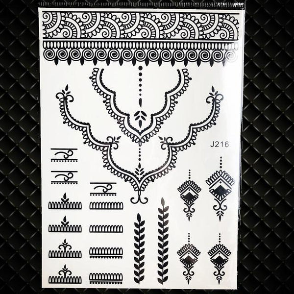 25 Styles Sexy Lace Black Henna Temporary Tattoo Sticker Women Hand Jewelry Tatoo Paste Waterproof Fake Body Art Tattoo Stickers