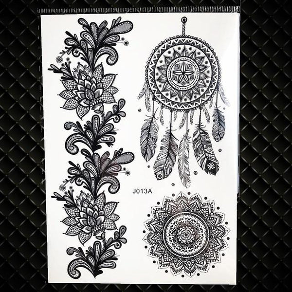 25 Styles Sexy Lace Black Henna Temporary Tattoo Sticker Women Hand Jewelry Tatoo Paste Waterproof Fake Body Art Tattoo Stickers