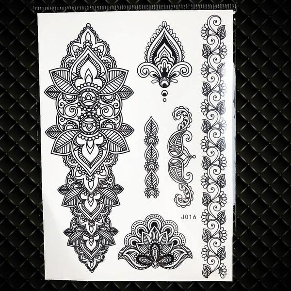 25 Styles Sexy Lace Black Henna Temporary Tattoo Sticker Women Hand Jewelry Tatoo Paste Waterproof Fake Body Art Tattoo Stickers