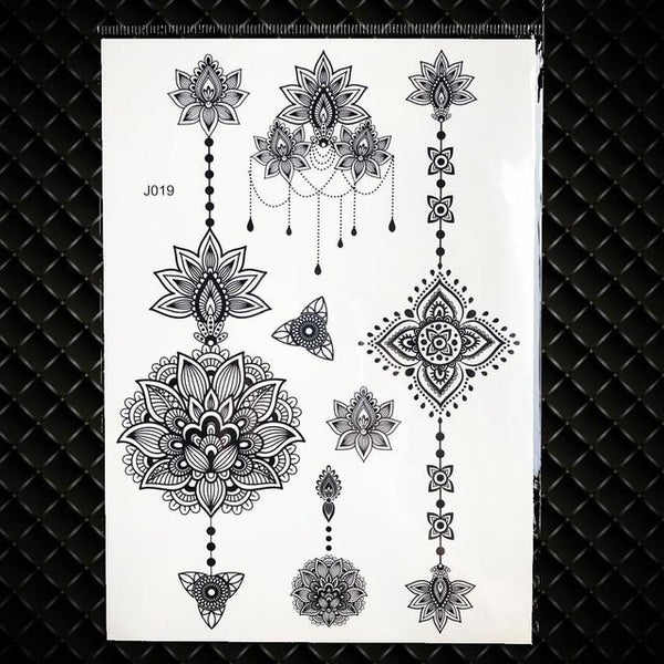 25 Styles Sexy Lace Black Henna Temporary Tattoo Sticker Women Hand Jewelry Tatoo Paste Waterproof Fake Body Art Tattoo Stickers