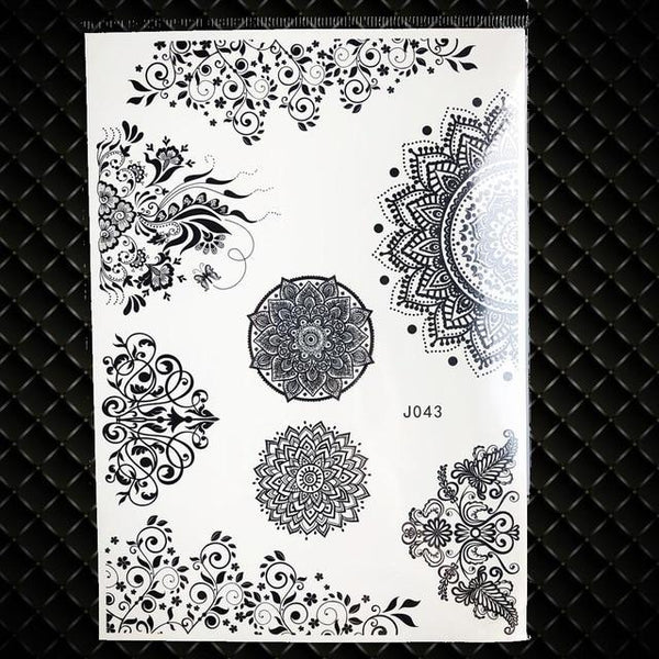 25 Styles Sexy Lace Black Henna Temporary Tattoo Sticker Women Hand Jewelry Tatoo Paste Waterproof Fake Body Art Tattoo Stickers