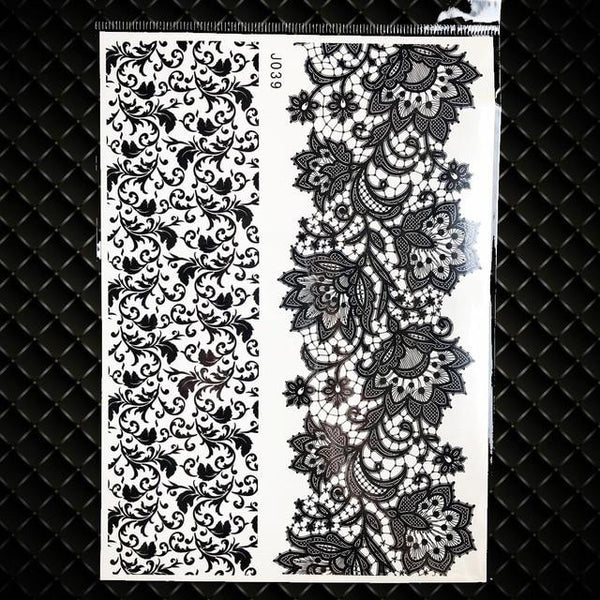 25 Styles Sexy Lace Black Henna Temporary Tattoo Sticker Women Hand Jewelry Tatoo Paste Waterproof Fake Body Art Tattoo Stickers