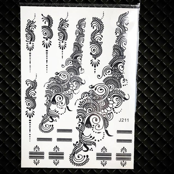 25 Styles Sexy Lace Black Henna Temporary Tattoo Sticker Women Hand Jewelry Tatoo Paste Waterproof Fake Body Art Tattoo Stickers