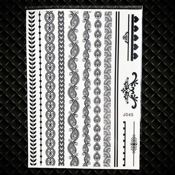 25 Styles Sexy Lace Black Henna Temporary Tattoo Sticker Women Hand Jewelry Tatoo Paste Waterproof Fake Body Art Tattoo Stickers