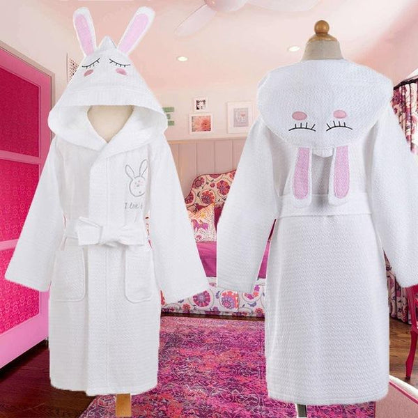 Children Hooded Bathrobe Kids Boys Girls Cotton Lovely Bath Robes Dressing Gown Kids Homewear Sleepwear with Belts summer