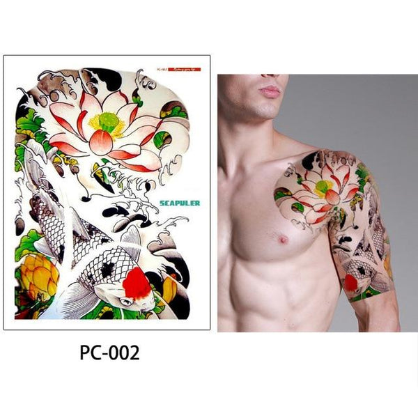 glaryyears 17 Designs 1 Sheet 32*24cm Big Large Shoulder Half Arm Tattoo Scapuler Sticker Dragon Lotus Temporary Body Art Tattoo