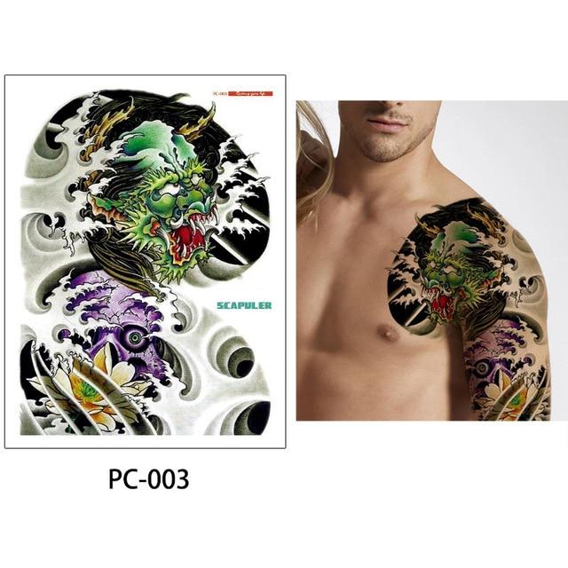 glaryyears 17 Designs 1 Sheet 32*24cm Big Large Shoulder Half Arm Tattoo Scapuler Sticker Dragon Lotus Temporary Body Art Tattoo