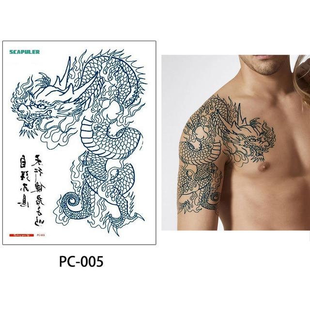glaryyears 17 Designs 1 Sheet 32*24cm Big Large Shoulder Half Arm Tattoo Scapuler Sticker Dragon Lotus Temporary Body Art Tattoo