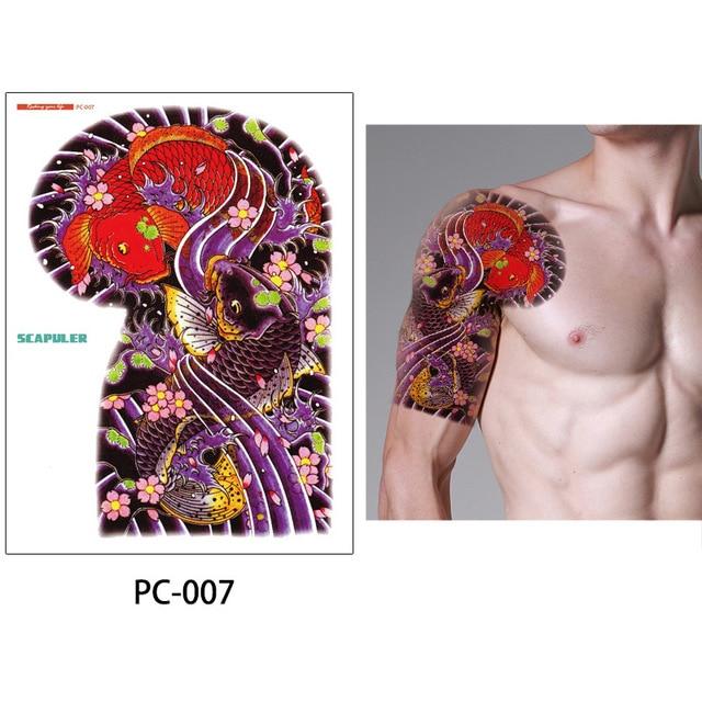 glaryyears 17 Designs 1 Sheet 32*24cm Big Large Shoulder Half Arm Tattoo Scapuler Sticker Dragon Lotus Temporary Body Art Tattoo