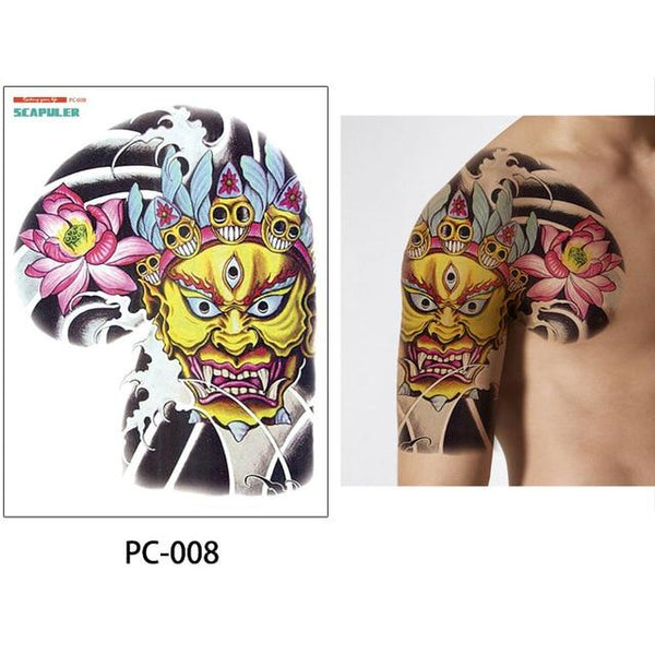 glaryyears 17 Designs 1 Sheet 32*24cm Big Large Shoulder Half Arm Tattoo Scapuler Sticker Dragon Lotus Temporary Body Art Tattoo