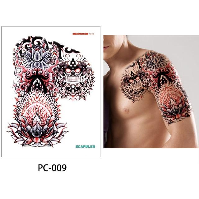glaryyears 17 Designs 1 Sheet 32*24cm Big Large Shoulder Half Arm Tattoo Scapuler Sticker Dragon Lotus Temporary Body Art Tattoo