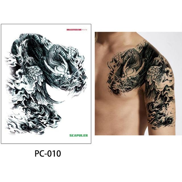 glaryyears 17 Designs 1 Sheet 32*24cm Big Large Shoulder Half Arm Tattoo Scapuler Sticker Dragon Lotus Temporary Body Art Tattoo
