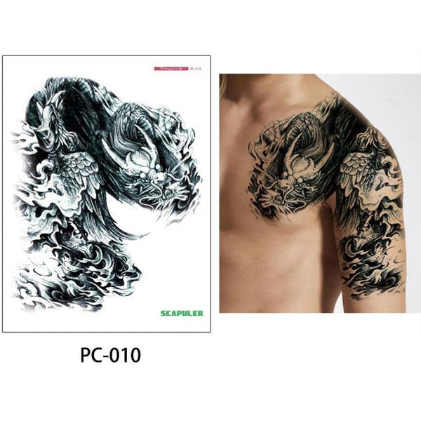glaryyears 17 Designs 1 Sheet 32*24cm Big Large Shoulder Half Arm Tattoo Scapuler Sticker Dragon Lotus Temporary Body Art Tattoo