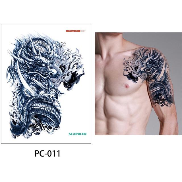 glaryyears 17 Designs 1 Sheet 32*24cm Big Large Shoulder Half Arm Tattoo Scapuler Sticker Dragon Lotus Temporary Body Art Tattoo