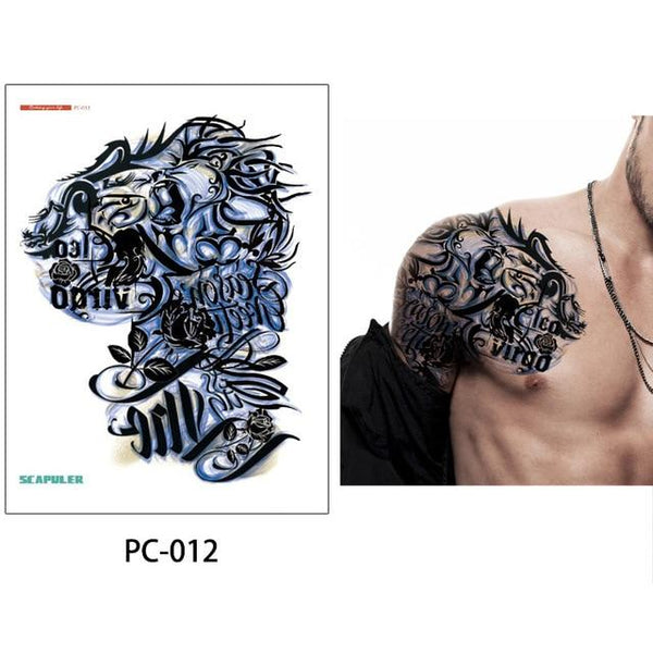 glaryyears 17 Designs 1 Sheet 32*24cm Big Large Shoulder Half Arm Tattoo Scapuler Sticker Dragon Lotus Temporary Body Art Tattoo