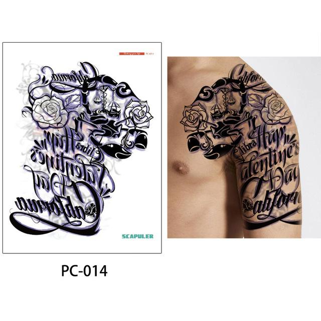glaryyears 17 Designs 1 Sheet 32*24cm Big Large Shoulder Half Arm Tattoo Scapuler Sticker Dragon Lotus Temporary Body Art Tattoo
