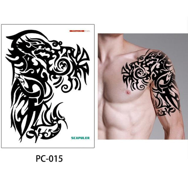 glaryyears 17 Designs 1 Sheet 32*24cm Big Large Shoulder Half Arm Tattoo Scapuler Sticker Dragon Lotus Temporary Body Art Tattoo