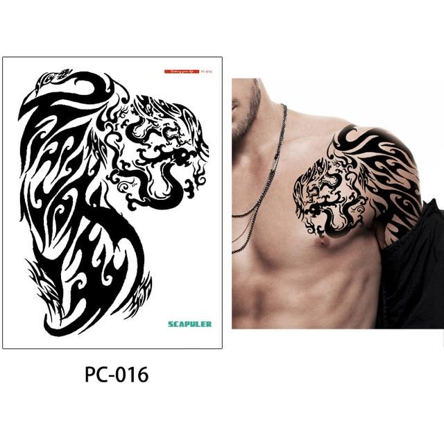 glaryyears 17 Designs 1 Sheet 32*24cm Big Large Shoulder Half Arm Tattoo Scapuler Sticker Dragon Lotus Temporary Body Art Tattoo