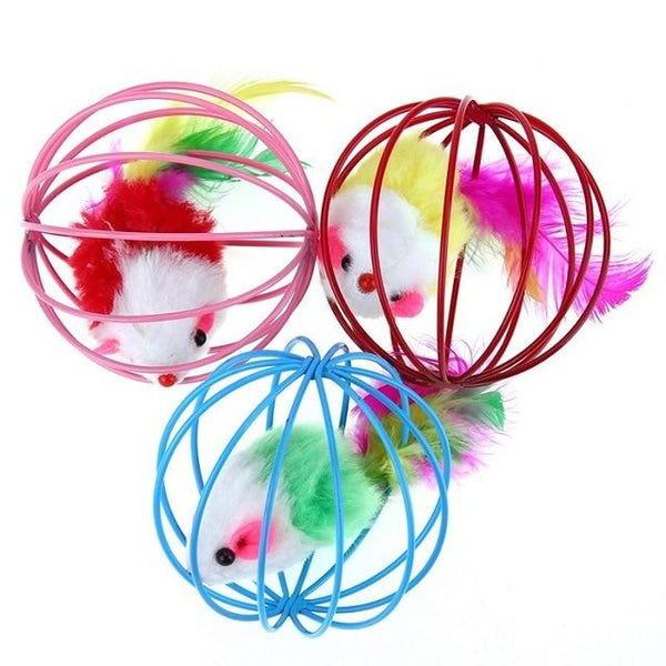 1Pc Cat Toys Hollow Ball Feather Mouse Toys for Cats Kitten Playing Funny Mice Mouse Toys Pet Animals Products