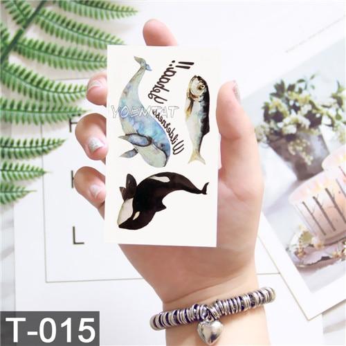 Whale Planet Sea Animals Temporary Tattoos Waterproof Women Fake Body Art Arm Tattoo Sticker Hand Tatoo