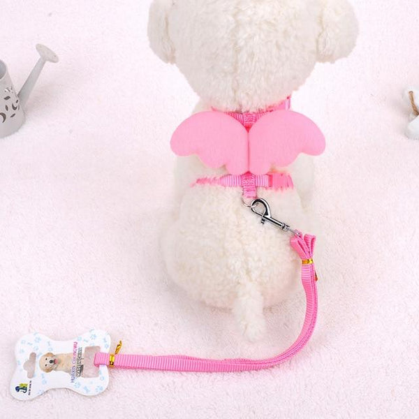 6 Colors Cute Angel Pet Dog Leashes Puppy Harness Collars Lead Strap Belt for Small Dogs Cats Designer Wing Adjustable Dog Leash