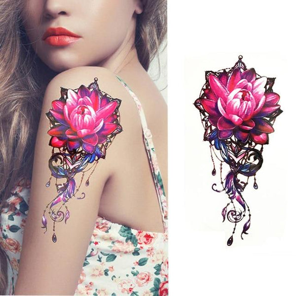 1 Pieces/set Small Full Flower Arm Temporary Waterproof Tattoo Stickers Fox Owl for Women Men Body Art