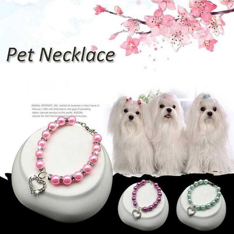 Puppy Dog Bead Necklace Collar Heart Pendant Decor Pet Teddy Poddle Accessories Pet Dog Necklace Decoration Neck Decor Supply 25