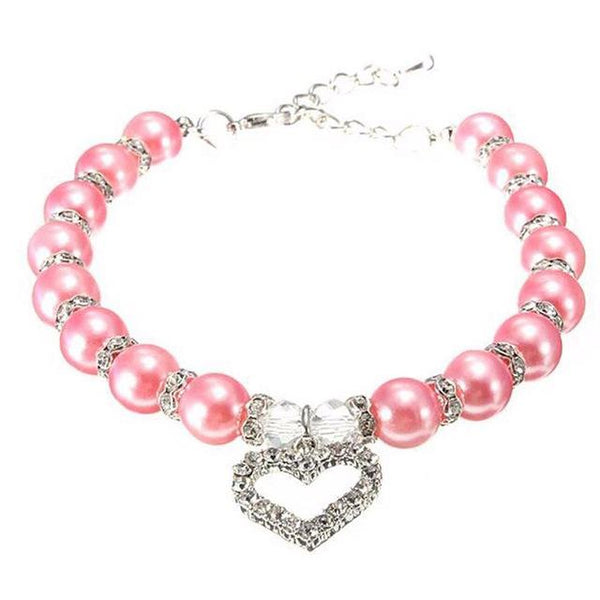 Puppy Dog Bead Necklace Collar Heart Pendant Decor Pet Teddy Poddle Accessories Pet Dog Necklace Decoration Neck Decor Supply 25