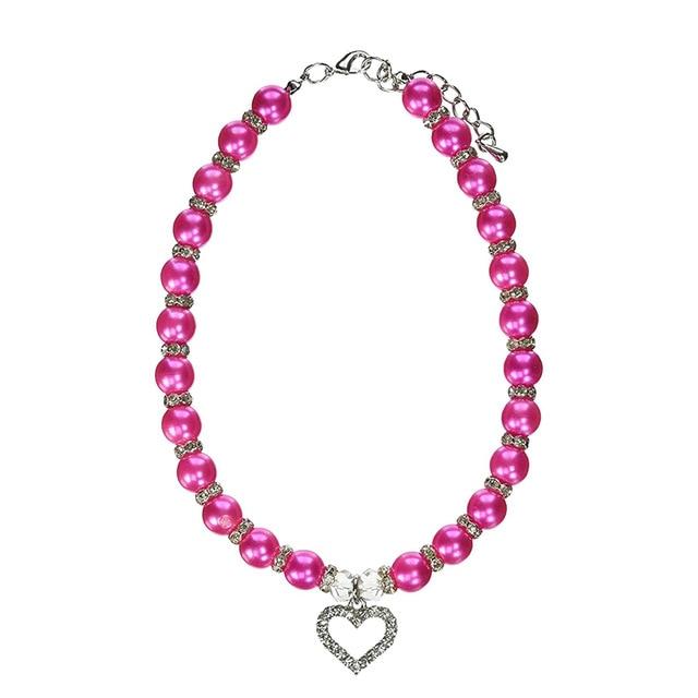 Puppy Dog Bead Necklace Collar Heart Pendant Decor Pet Teddy Poddle Accessories Pet Dog Necklace Decoration Neck Decor Supply 25