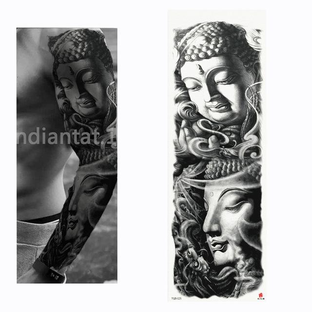 2018 New Full Flower Arm Tattoo Sticker Skeletons and Roses Temporary Body Paint Water Transfer Tattoo Sleeve