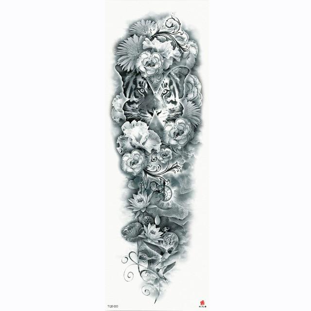 2018 New Full Flower Arm Tattoo Sticker Skeletons and Roses Temporary Body Paint Water Transfer Tattoo Sleeve