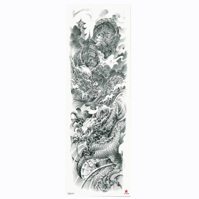 2018 New Full Flower Arm Tattoo Sticker Skeletons and Roses Temporary Body Paint Water Transfer Tattoo Sleeve