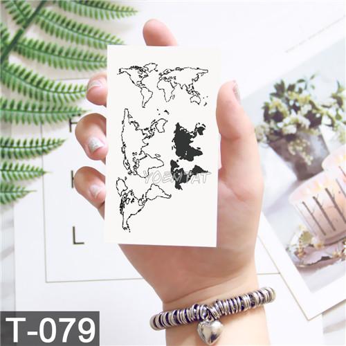 Black Geometric whale Temporary Tattoo Moon Deer Rose Tattoo Stickers Women Party Body Arm Art Fake Tattoo Leaf Men Flower Hands