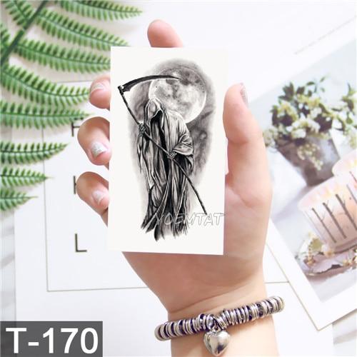 Black Geometric whale Temporary Tattoo Moon Deer Rose Tattoo Stickers Women Party Body Arm Art Fake Tattoo Leaf Men Flower Hands