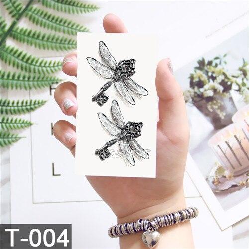 Black Geometric whale Temporary Tattoo Moon Deer Rose Tattoo Stickers Women Party Body Arm Art Fake Tattoo Leaf Men Flower Hands