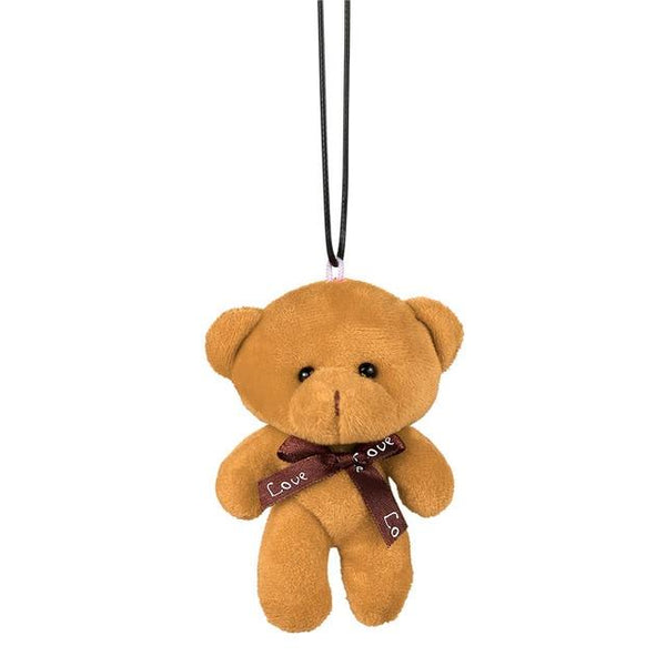 Car Pendant Plush Stuffed Cute Bear Decoration Hanging Ornament Automobile Rear View Mirror Suspension Tie Bear Accessories Gift