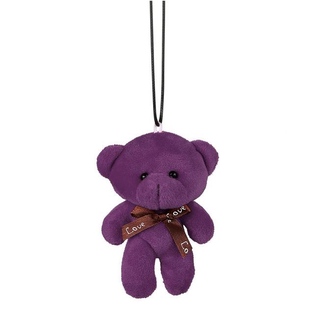Car Pendant Plush Stuffed Cute Bear Decoration Hanging Ornament Automobile Rear View Mirror Suspension Tie Bear Accessories Gift