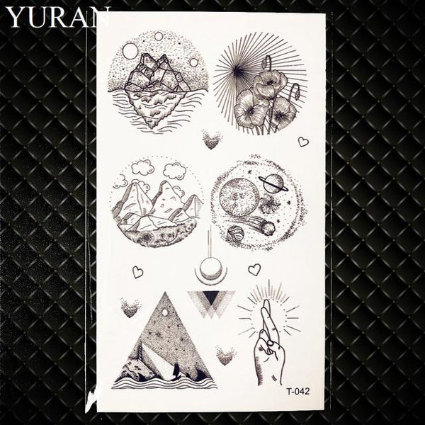 Black Stars Sky Moon Paw Waterproof Kids Tattoo Women Body Finger Arm Art Temporary Tatoo Men Hands Paste Ear Tattoo Stickers