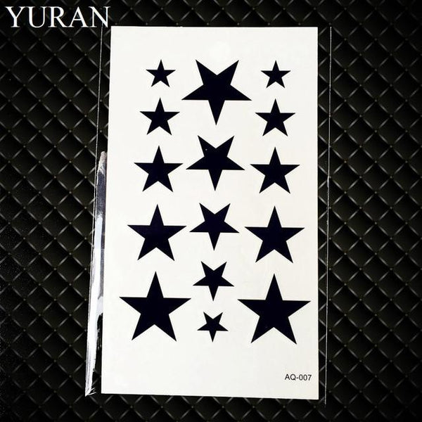 Black Stars Sky Moon Paw Waterproof Kids Tattoo Women Body Finger Arm Art Temporary Tatoo Men Hands Paste Ear Tattoo Stickers
