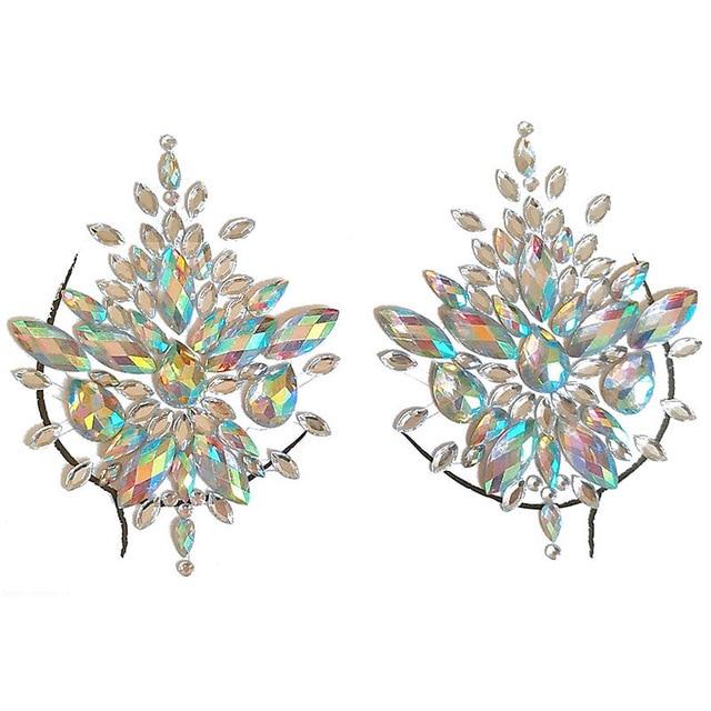 Shellhard 12 Styles Adhesive Sticky Gems Sticker Makeup Face Boob Jewel Crystal Festival Gems Party Makeup Stickers For Body Art