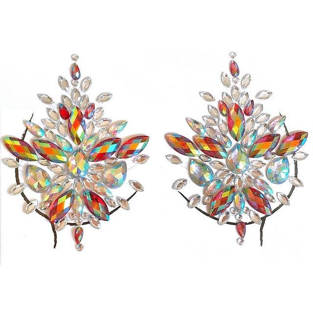 Shellhard 12 Styles Adhesive Sticky Gems Sticker Makeup Face Boob Jewel Crystal Festival Gems Party Makeup Stickers For Body Art
